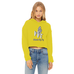 TRANSPAENT BLUE TEXT MATCH MY FLY Match My Fly Ladies Cropped Raw Edge Hoodie