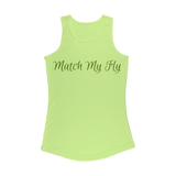 TRANSPAENT BLUE TEXT MATCH MY FLY Match My Fly Women Performance Tank Top
