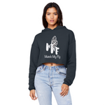 TRANSPAENT BLUE TEXT MATCH MY FLY Cropped Raw Edge Boyfriend Hoodie