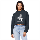 TRANSPAENT BLUE TEXT MATCH MY FLY Cropped Raw Edge Boyfriend Hoodie