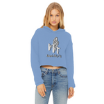 TRANSPAENT BLUE TEXT MATCH MY FLY Match My Fly Ladies Cropped Raw Edge Hoodie