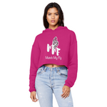 TRANSPAENT BLUE TEXT MATCH MY FLY Cropped Raw Edge Boyfriend Hoodie