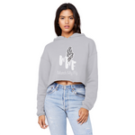 TRANSPAENT BLUE TEXT MATCH MY FLY Cropped Raw Edge Boyfriend Hoodie