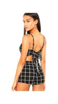 Match My Fly Grid Crop Cami Top & Overlap Front Skort Set - Black and White Patterned Design for Women - Womenswear, Skirt