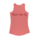 TRANSPAENT BLUE TEXT MATCH MY FLY Match My Fly Women Performance Tank Top