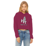 TRANSPAENT BLUE TEXT MATCH MY FLY Match My Fly Ladies Cropped Raw Edge Hoodie