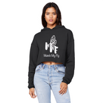 TRANSPAENT BLUE TEXT MATCH MY FLY Cropped Raw Edge Boyfriend Hoodie
