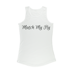TRANSPAENT BLUE TEXT MATCH MY FLY Match My Fly Women Performance Tank Top