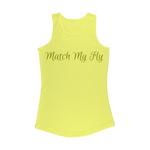 TRANSPAENT BLUE TEXT MATCH MY FLY Match My Fly Women Performance Tank Top