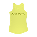 TRANSPAENT BLUE TEXT MATCH MY FLY Match My Fly Women Performance Tank Top