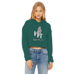 TRANSPAENT BLUE TEXT MATCH MY FLY Match My Fly Ladies Cropped Raw Edge Hoodie