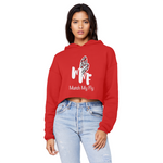 TRANSPAENT BLUE TEXT MATCH MY FLY Cropped Raw Edge Boyfriend Hoodie