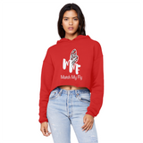 TRANSPAENT BLUE TEXT MATCH MY FLY Cropped Raw Edge Boyfriend Hoodie