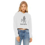 TRANSPAENT BLUE TEXT MATCH MY FLY Match My Fly Ladies Cropped Raw Edge Hoodie