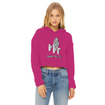 TRANSPAENT BLUE TEXT MATCH MY FLY Match My Fly Ladies Cropped Raw Edge Hoodie