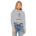 TRANSPAENT BLUE TEXT MATCH MY FLY Match My Fly Ladies Cropped Raw Edge Hoodie
